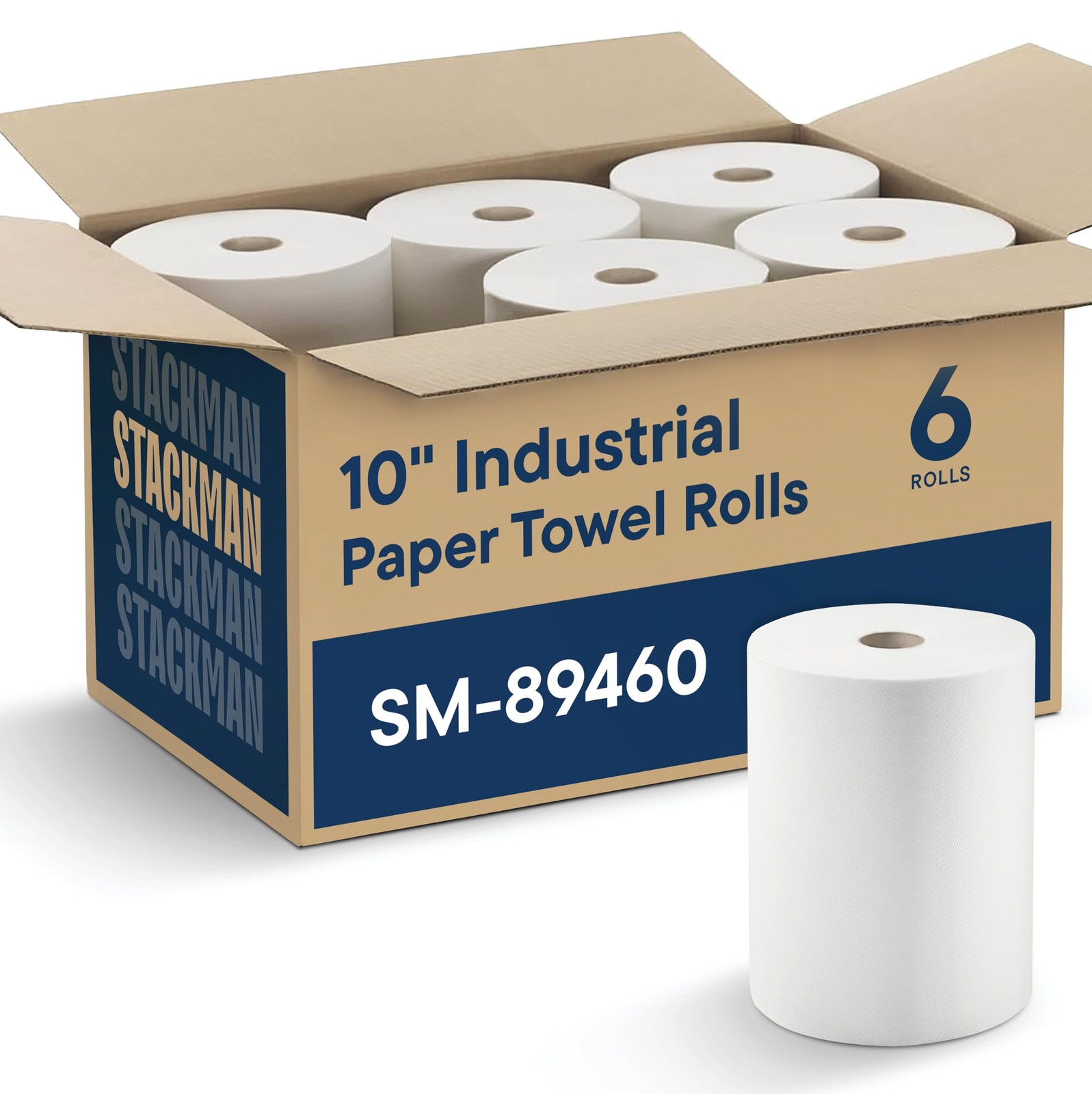 Industrial Paper Towels 10 x 800 White Roll 6 Count (Pack of 1),