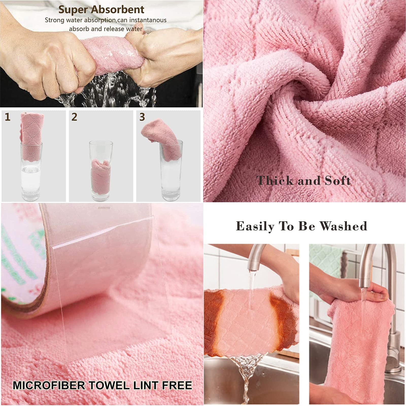 12 Pack Kitchen Towels Quick Dry Washcloths Coral Velvet Dishtowels Multipurpose