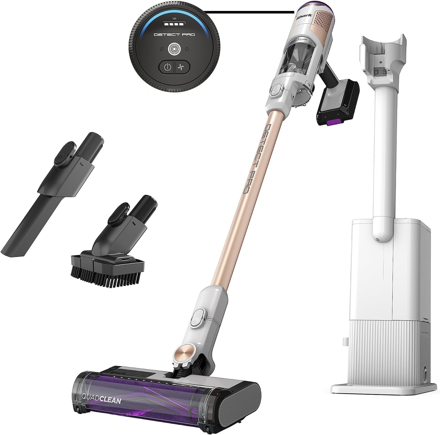 Shark R-IW3511 DirtDetect Pro Cordless Stick Vacuum, White/Brass – Certified
