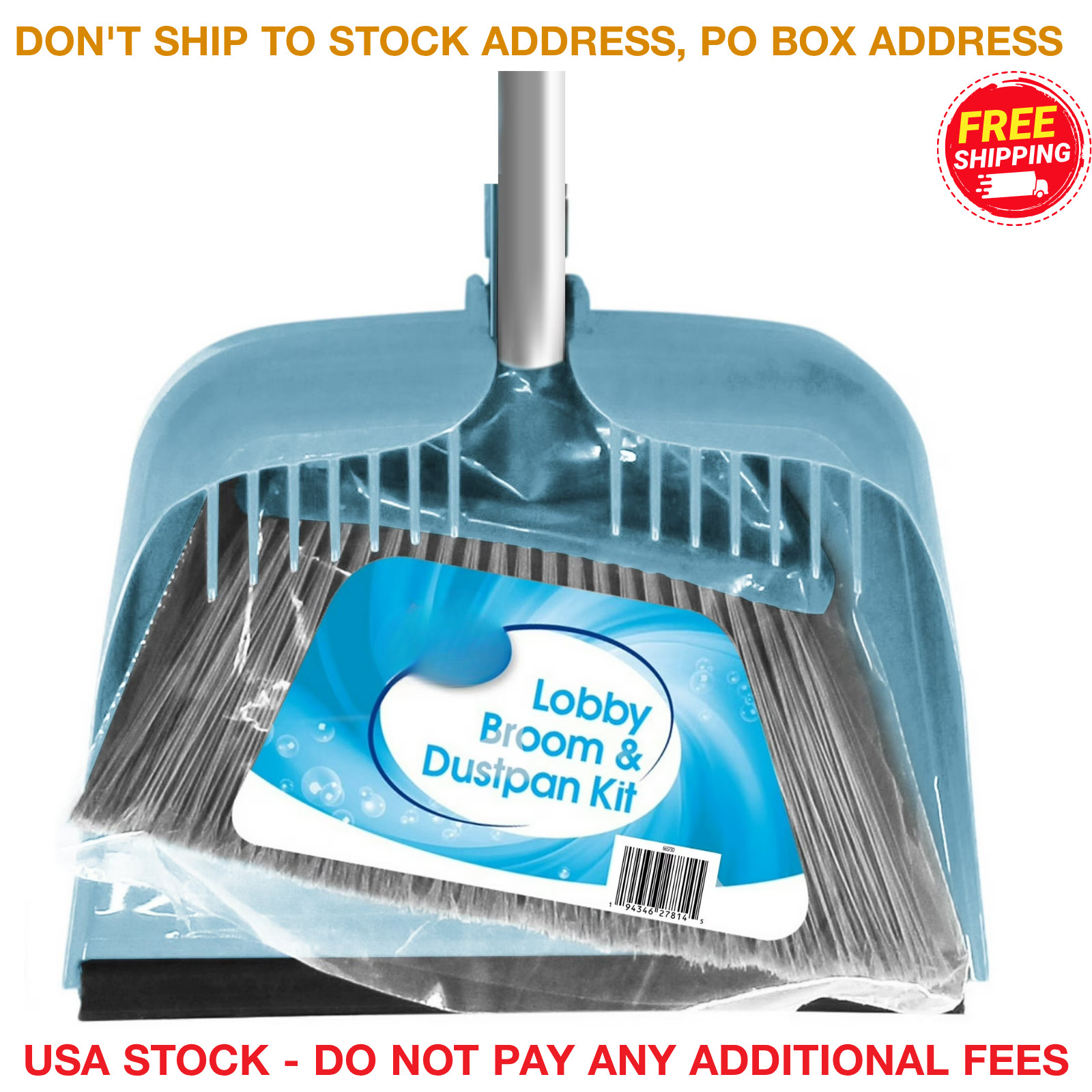 Lobby Broom and Dustpan Set Long Handle Upright Standing Kitchen Sweeper Combo
