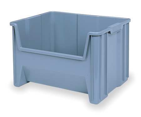 Akro-Mils 13017Grey 75 Lb Hang & Stack Storage Bin, Plastic, 19 7/8 In W, 12