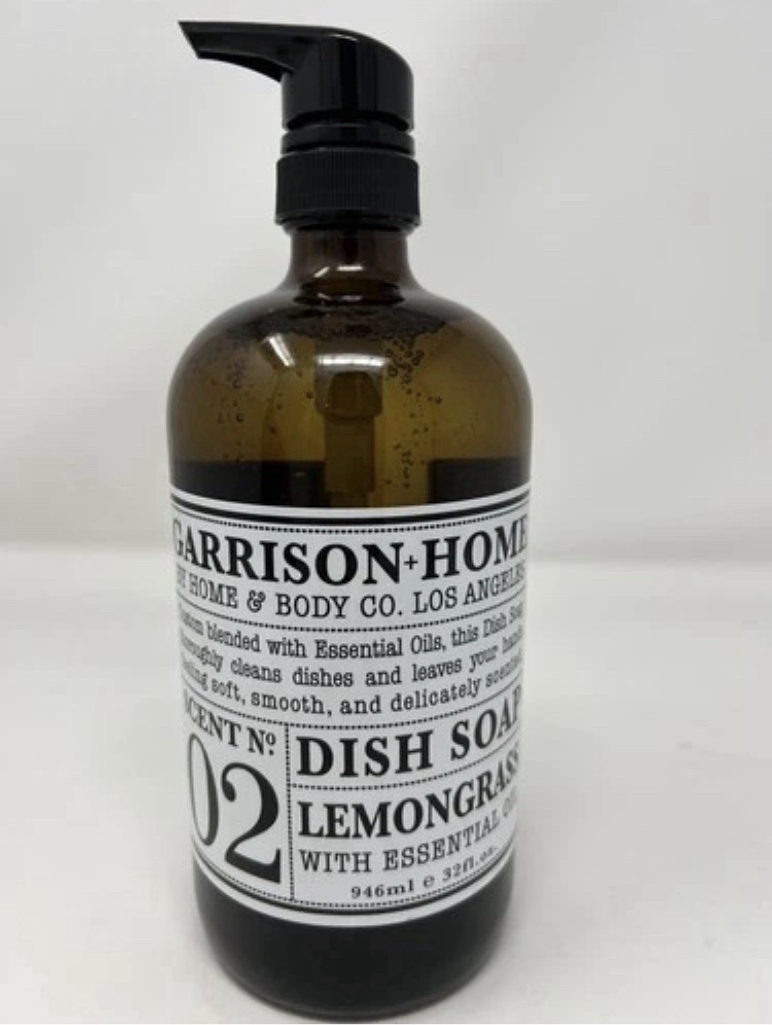 Garrison Home Body Lemongrass Dish Soap Essential Oil JUMBO 32oz GLASS BOTTLE