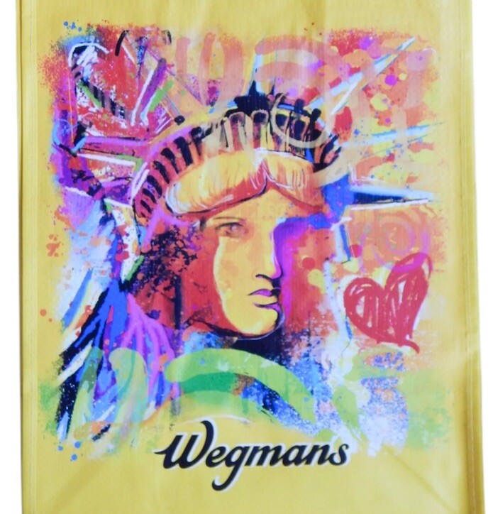 NWT WEGMANS Statue of Liberty NYC Pop Art Reusable Shopping Bag Plastic Support
