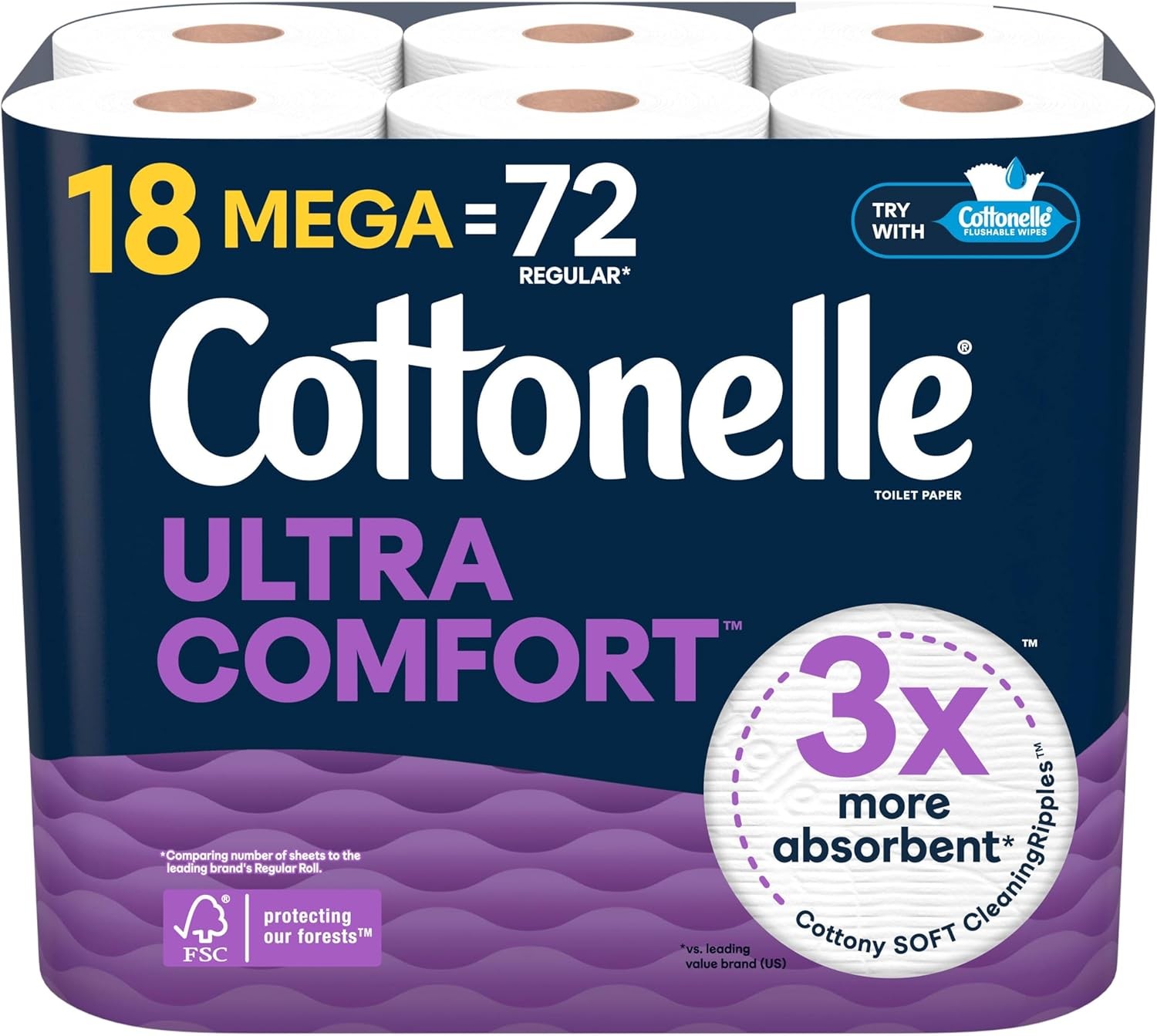 Cottonelle Ultra Comfort Toilet Paper Cushiony CleaningRipples Strong 24 Mega Ro