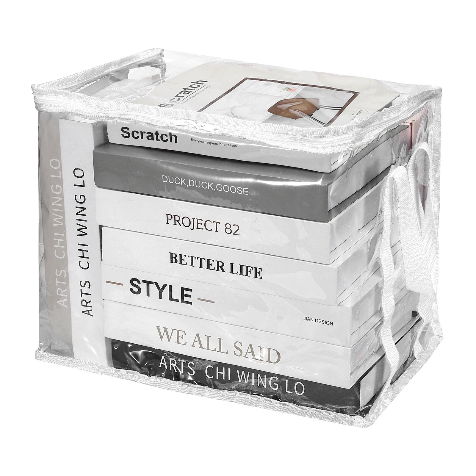 12.6×9.5×9.8in Clear Storage Bags, Plastic Storage Bags with Zipper,M, White