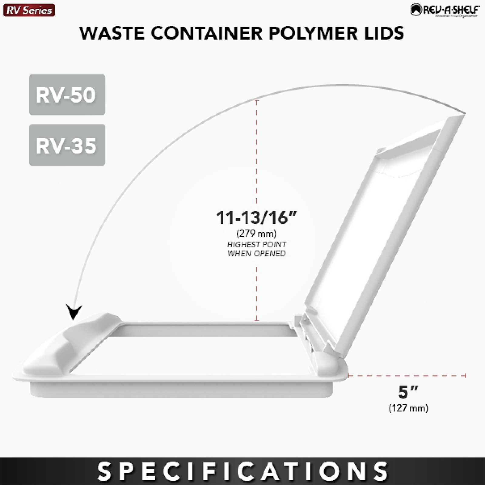 Rev-A-Shelf 35 Qt Trash Can Replacement Lid, RV-35-LID-18-1-40 (2 Pack)