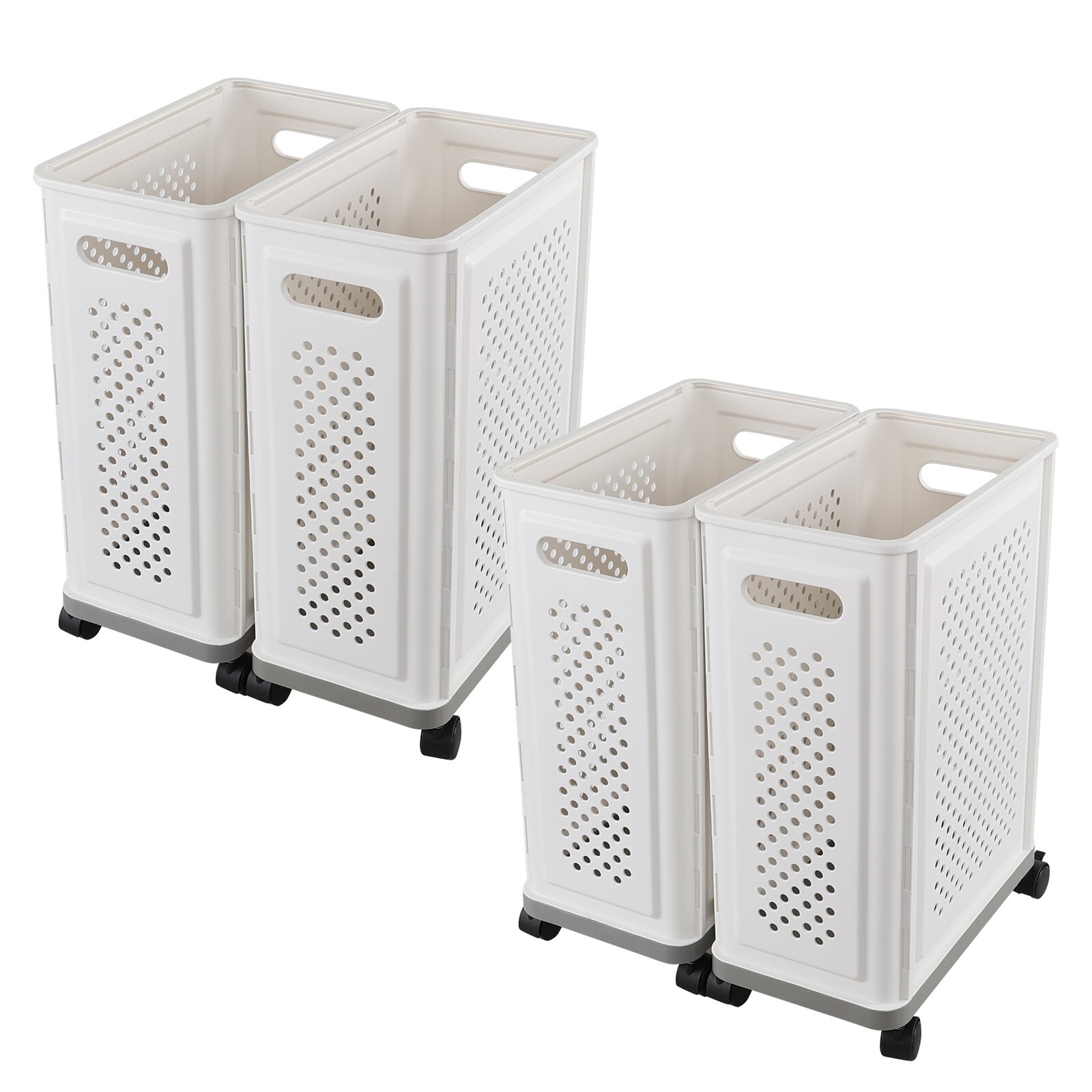 4 Packs Yoga Mat Plastic Laundry Hamper 38L Narrow Laundry Basket with Wheels