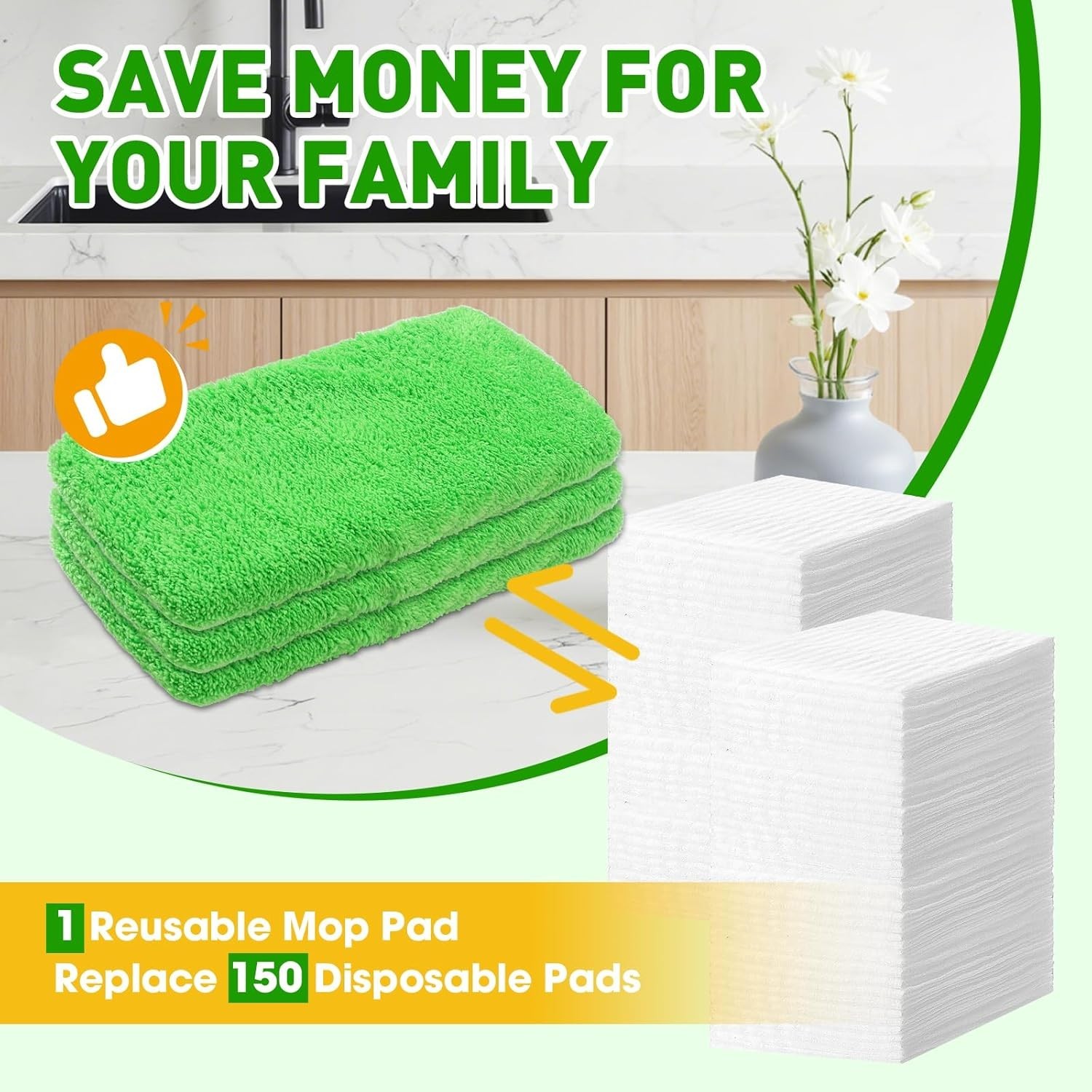 14 Reusable Microfiber Mop Pads – Eco-Friendly Washable Refills for All Floors