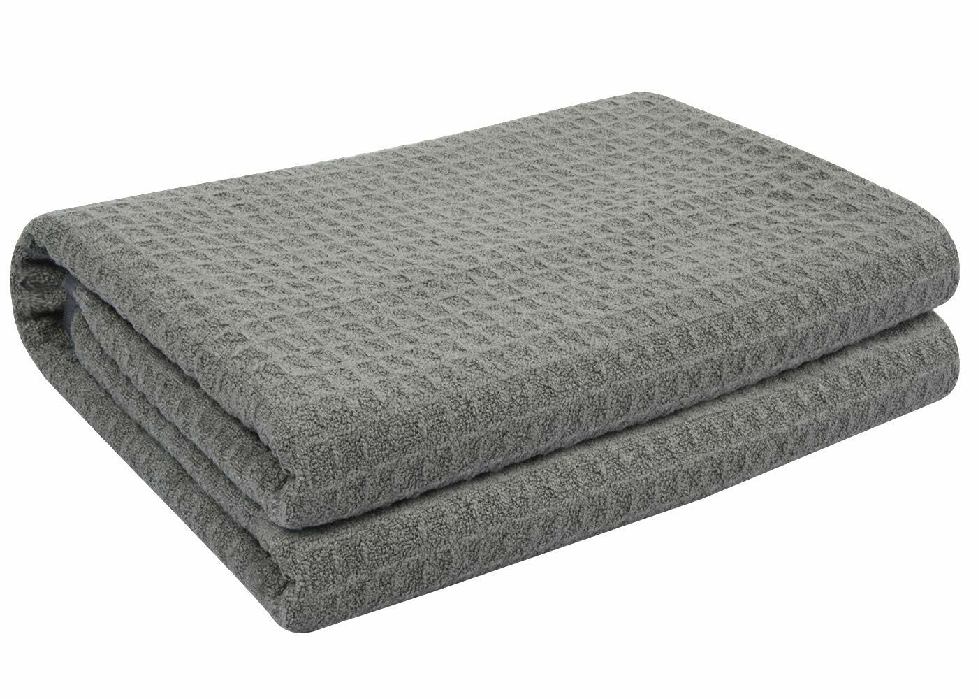 CarCarez Microfiber Waffle Weave Towel Large size 16″ x 24″ ,380 GSM ,Gray