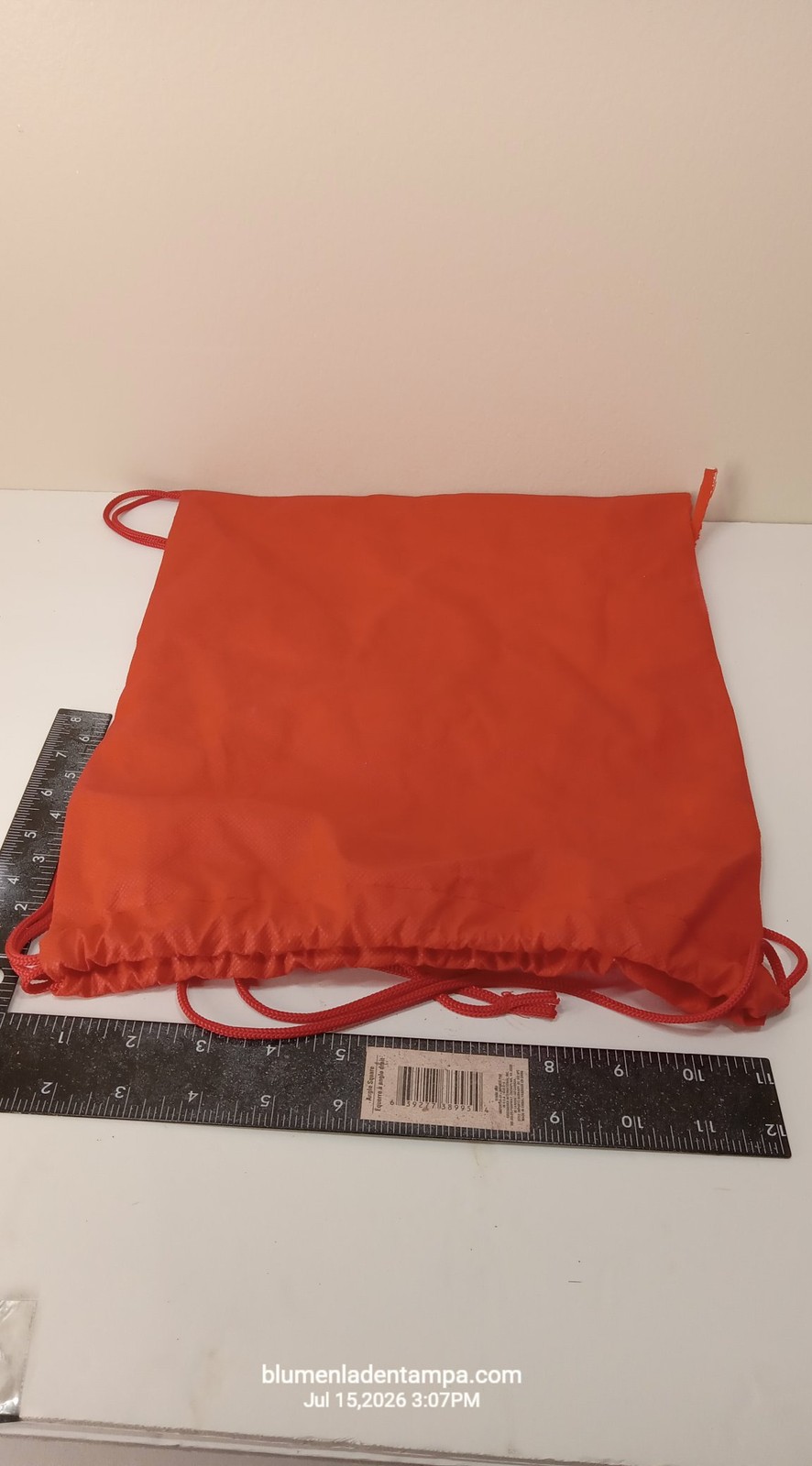 Orange Drawstring Cinch Bag White Paw Print Polyester Backpack 14×14