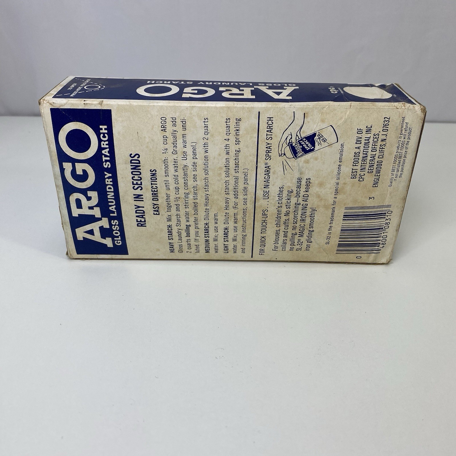 ARGO Powdered Gloss Laundry Starch – Blue Box – 16 oz (1 lb) – NOS Sealed