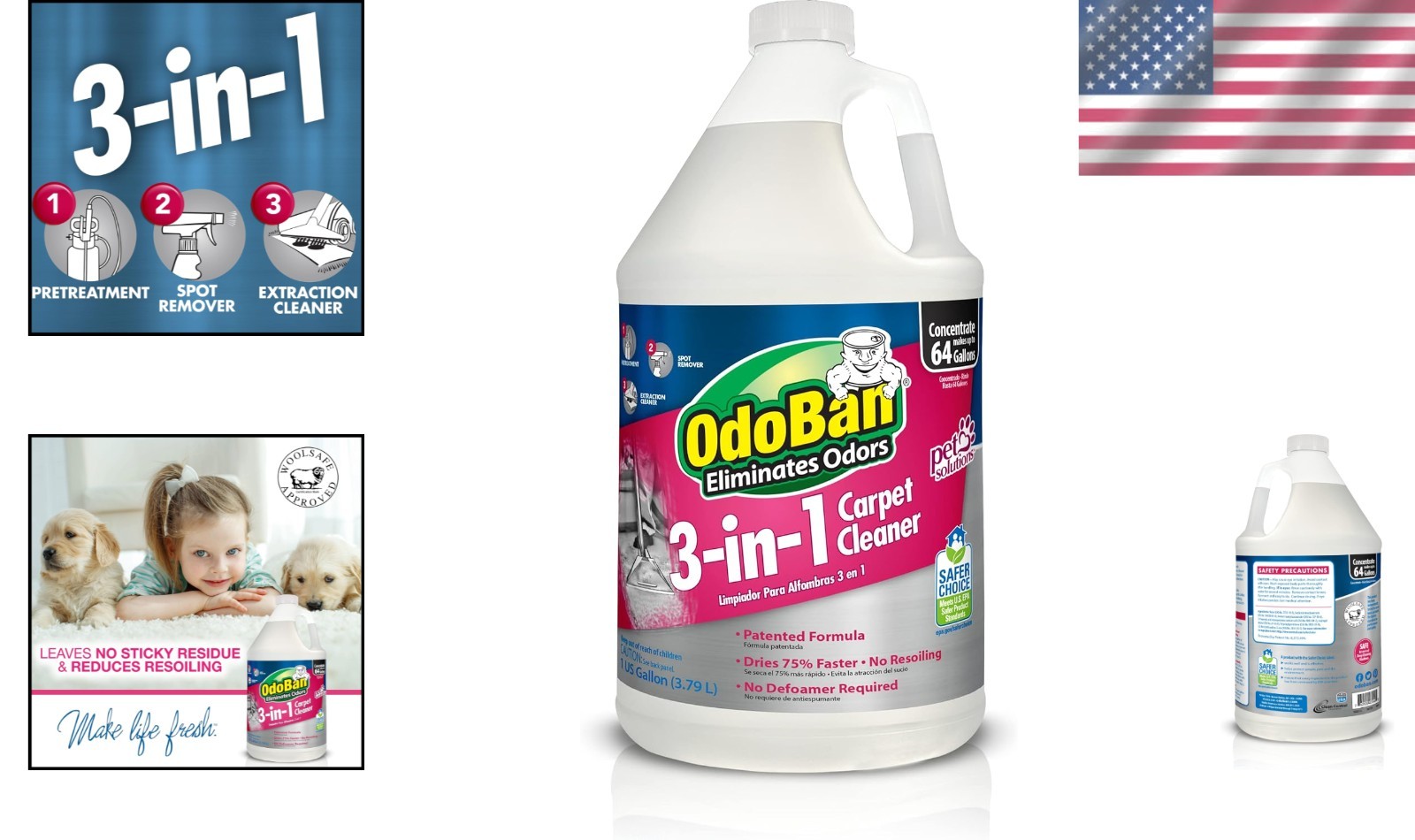 Deep Cleaning 3-in-1 Carpet Cleaner, 128 Fl Oz – Eco-Friendly & Effortless Care