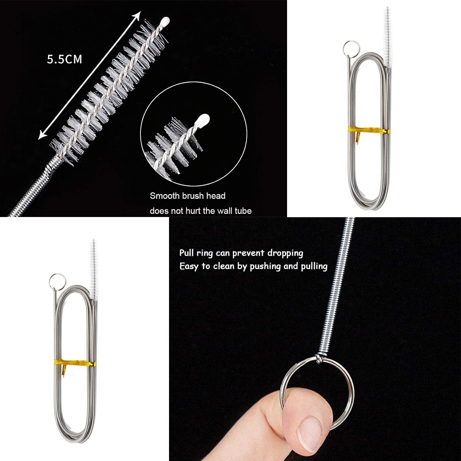 2 Pack 60 Inch Long Flexible Tube Cleaning Brush, Stainless Steel and Nylon