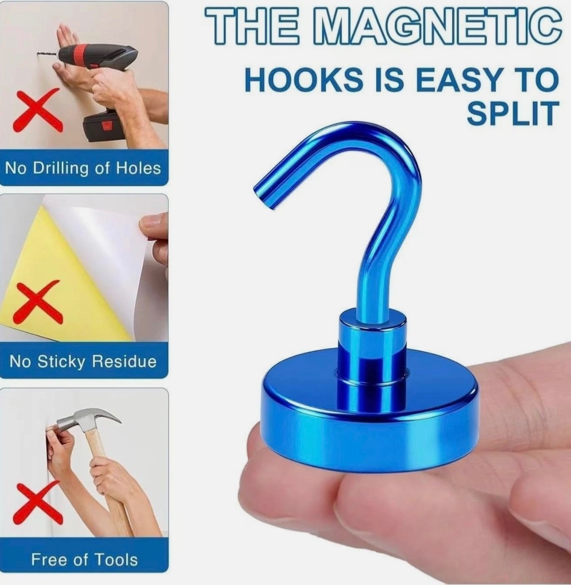 6 Pack 85LB Magnetic Hooks, Strong Cabin Ship Essentials Hook Heavy Duty Refrige