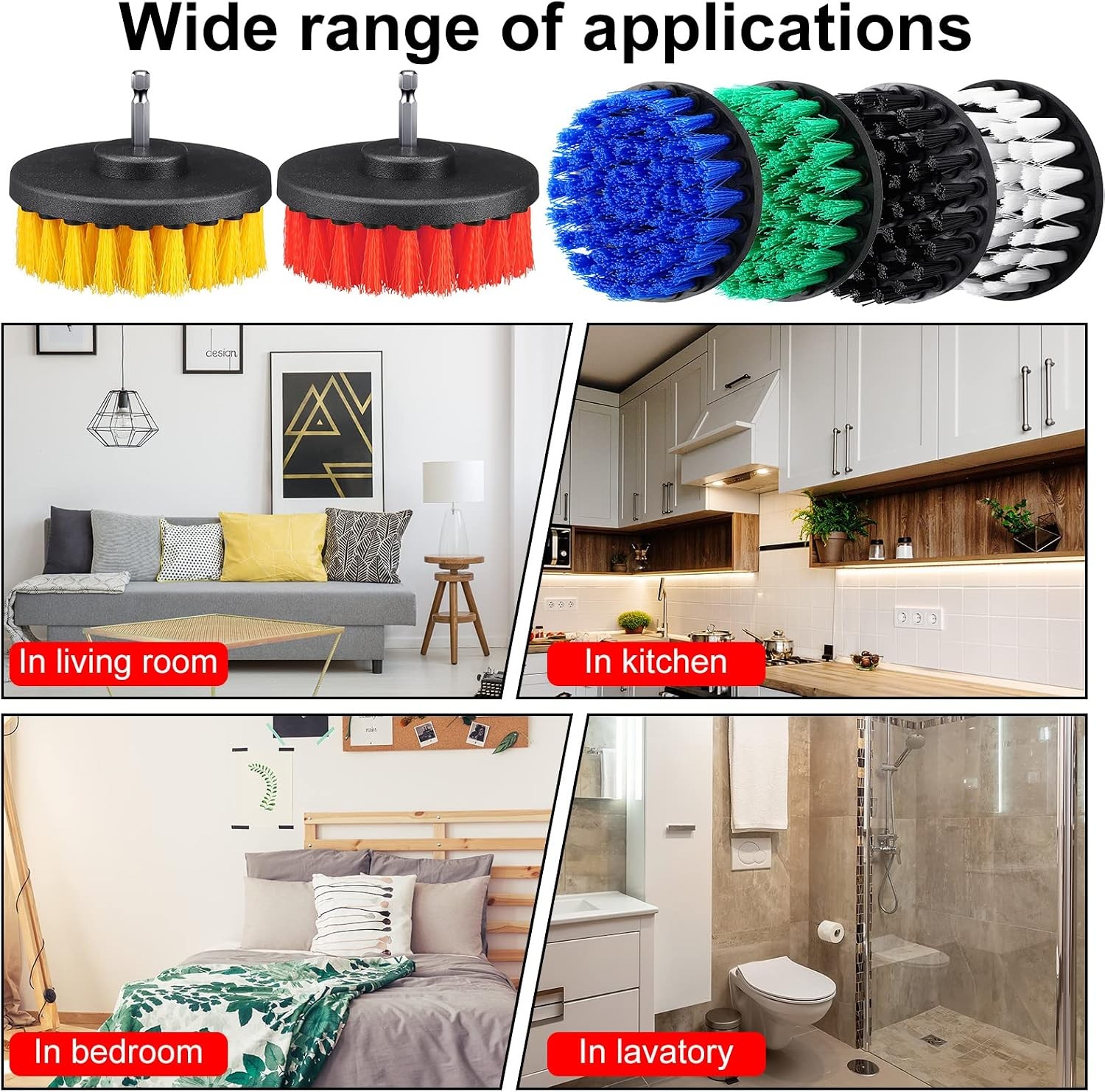 6 Pcs Drill Brush Attachment Power Scrubber Cleaning Kit Multi Purpose Drill