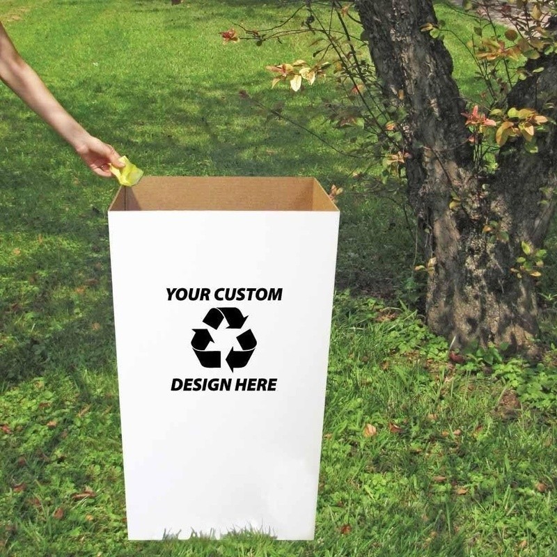 Medium Trash Can Portable Cardboard Collapsible Rectangular Indoor Outdoor Use