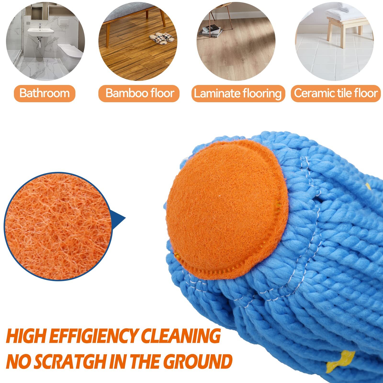 Self-Wringing Microfiber Twist Mop 57in Handle for Hardwood Household Cleaning