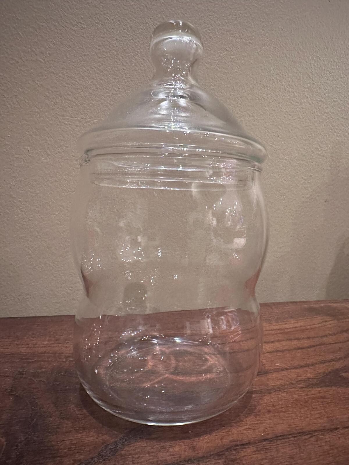 Vintage Rounded Clear Glass Apothecary Candy Terrarium Jar Container With Lid