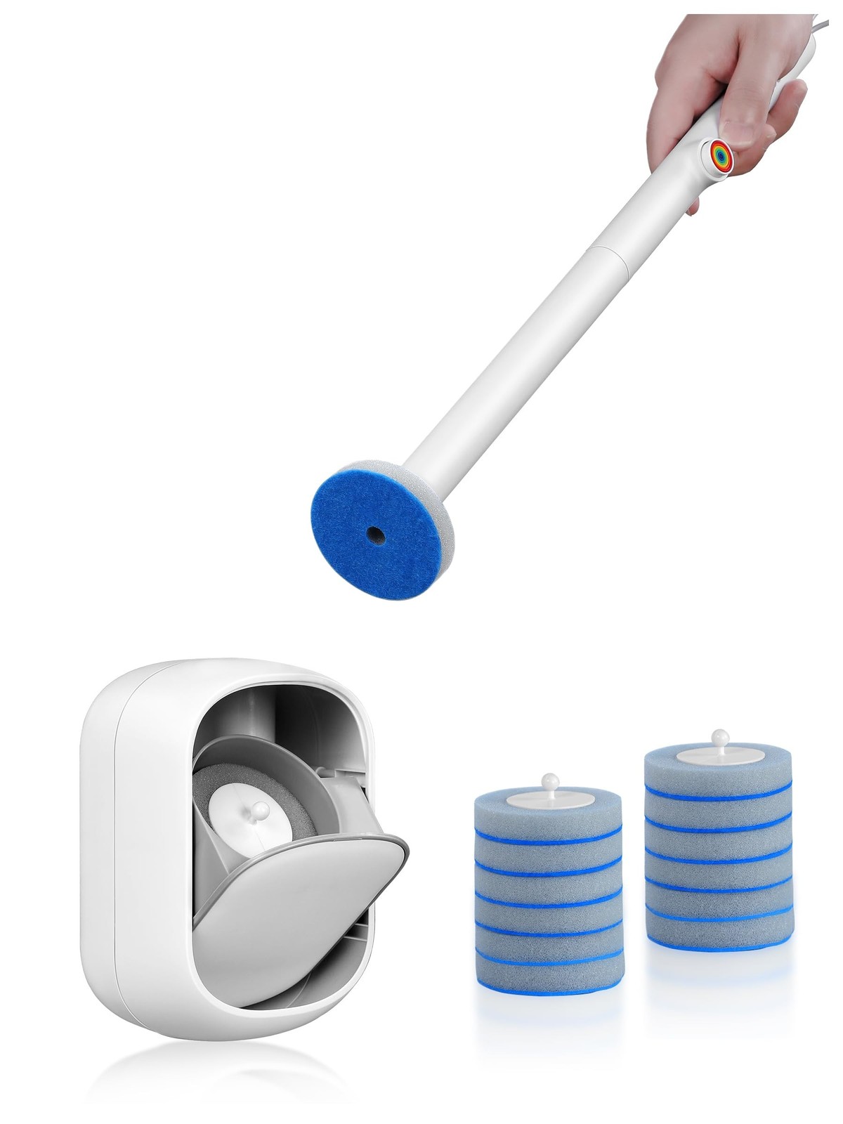 Toilet Cleaner Wand, Disposable Toilet Brush and Holder Set, Toilet Bowl Clea…