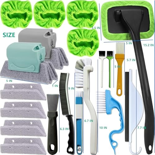 20Pcs Window Cleaning Kit, Household Cleaning Tools with Squeegee, Brushes,