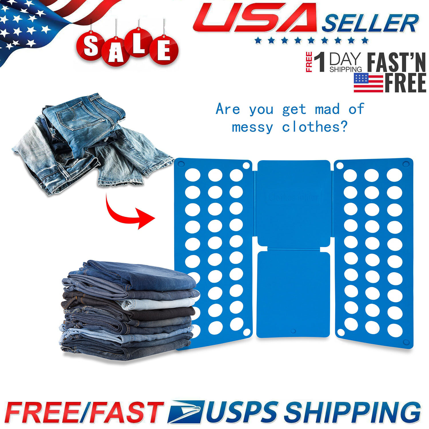 Adjustable T-Shirt Clothes Fast Folder Folding Board Laundry Organizer For Adult