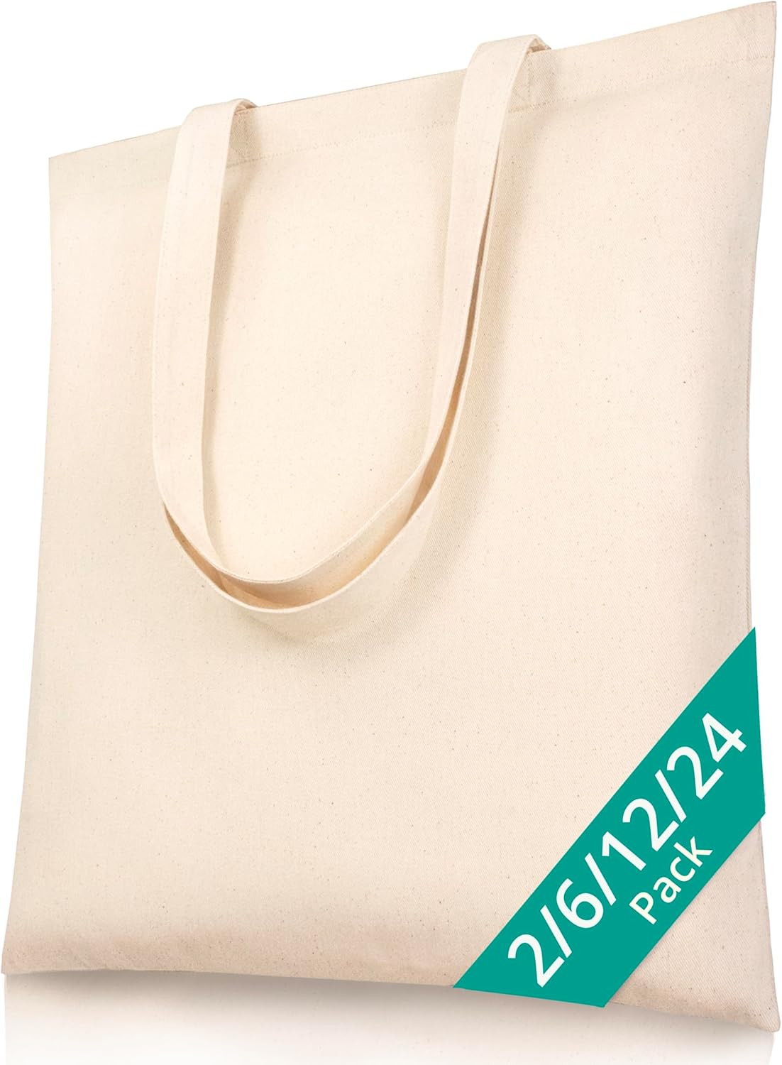 Plain Tote Bag – 2-Pack Bulk Blank Canvas Tote Bags for Crafts, DIY, Painting, S