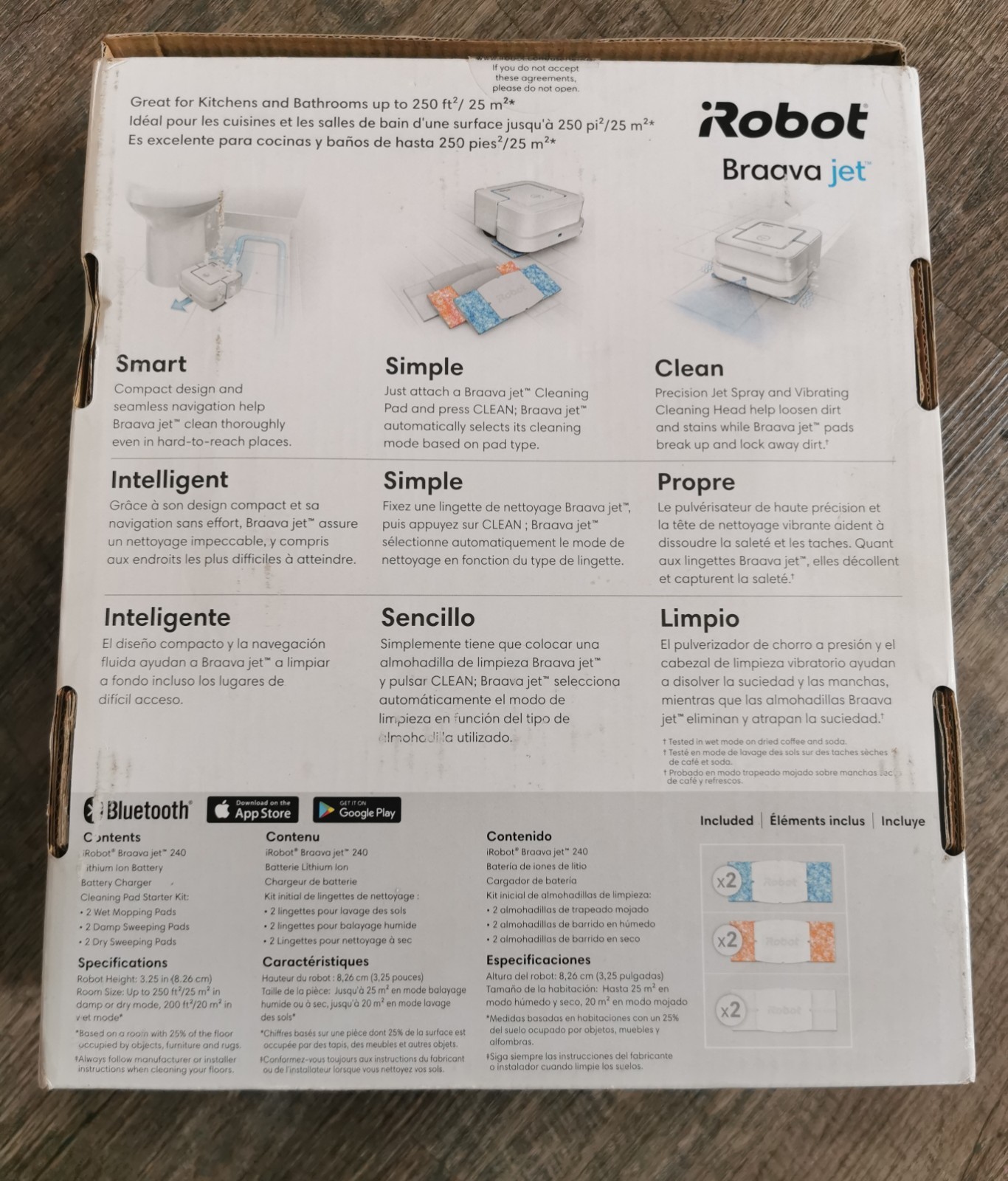 iRobot Braava Jet 240 Mopping Robot | Open Box Unused | Includes 6 Pads Charger