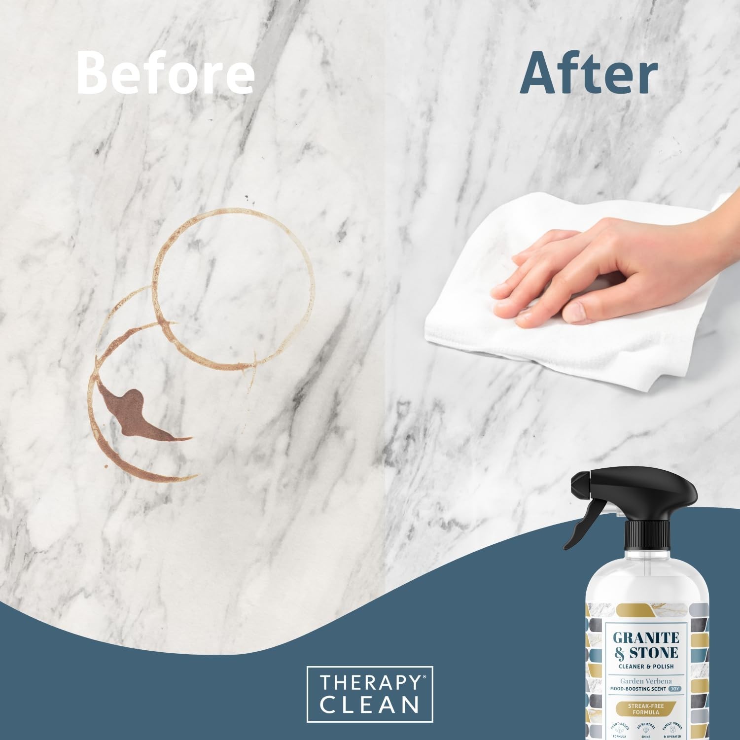 Granite & Stone Cleaner Polish – 2 Pack for Marble, Quartz, Sealed Countertops –