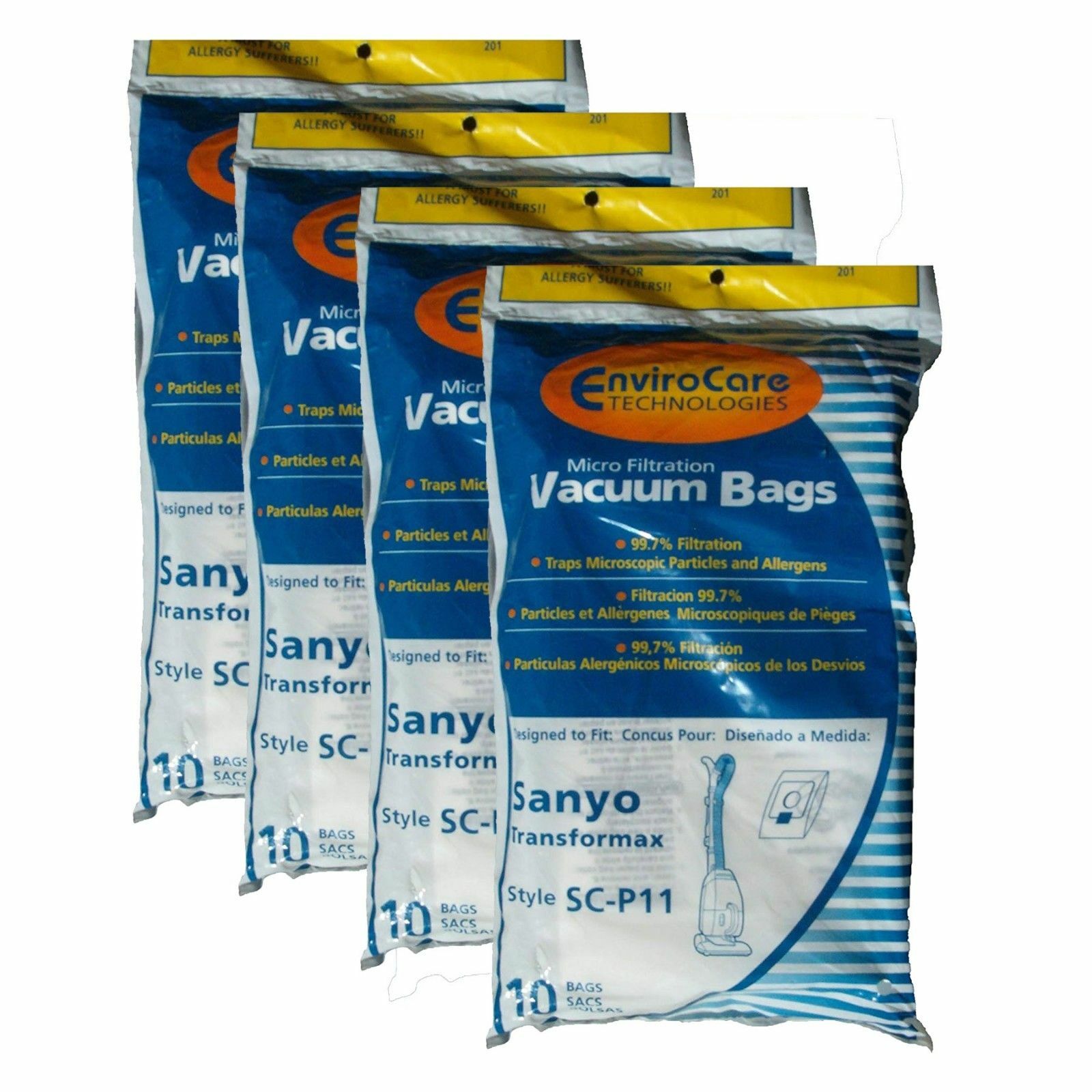 Fits For Sanyo Transformax 3 in 1 SC-P11 Bags- 40 Pk Vacuum Bags SC-15 SC-18