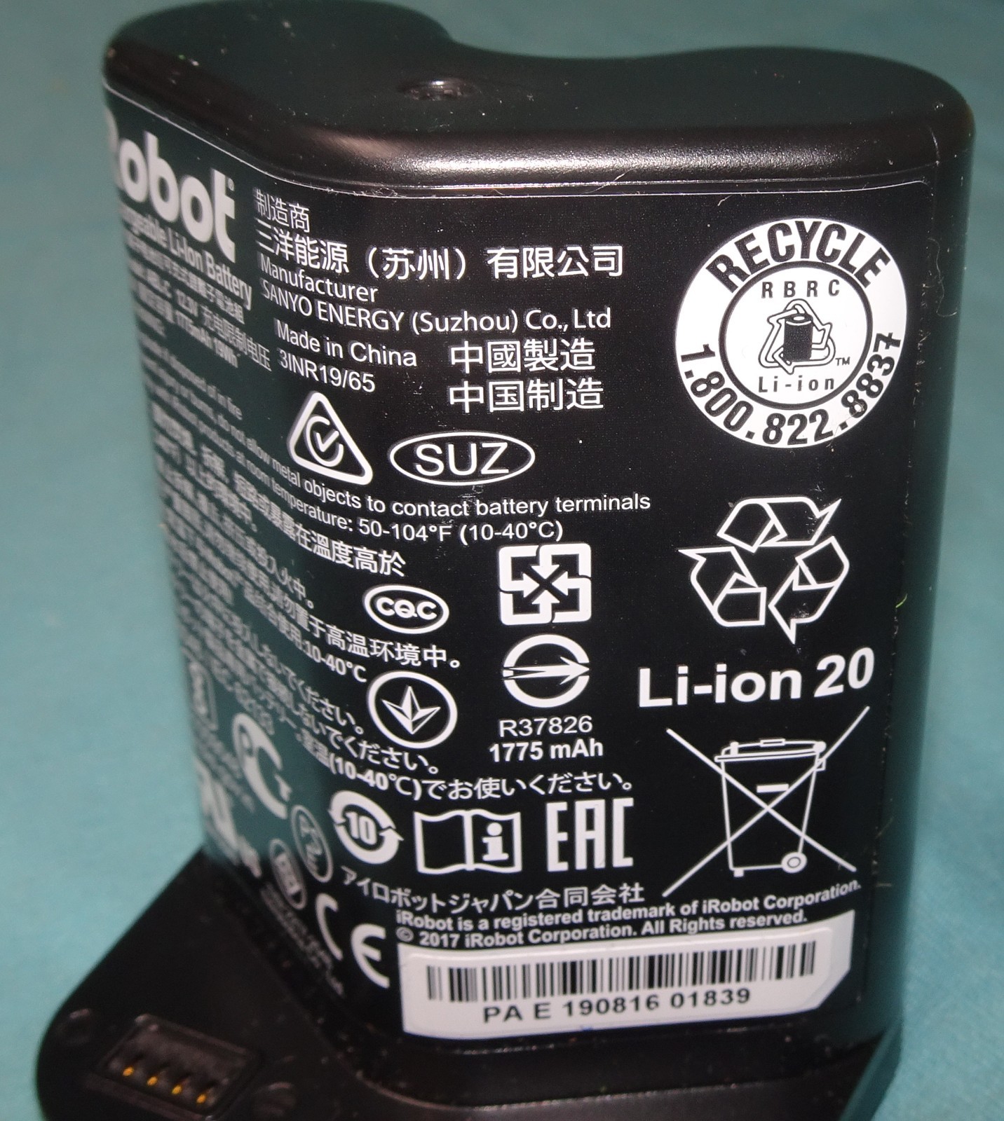 = Genuine ABL-C Battery For iRobot Braava Jet m6 Ultimate Robot Mop 3INR 19/65