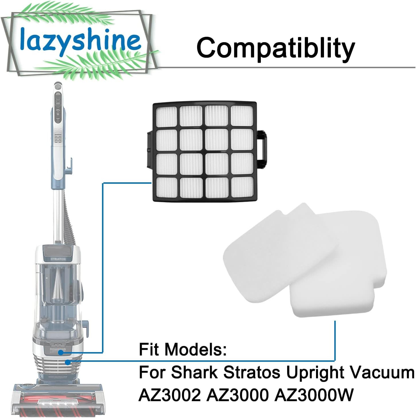 Filter Replacement for Shark AZ3002 AZ3000 AZ3000W Stratos Duoclean Powerfins Va
