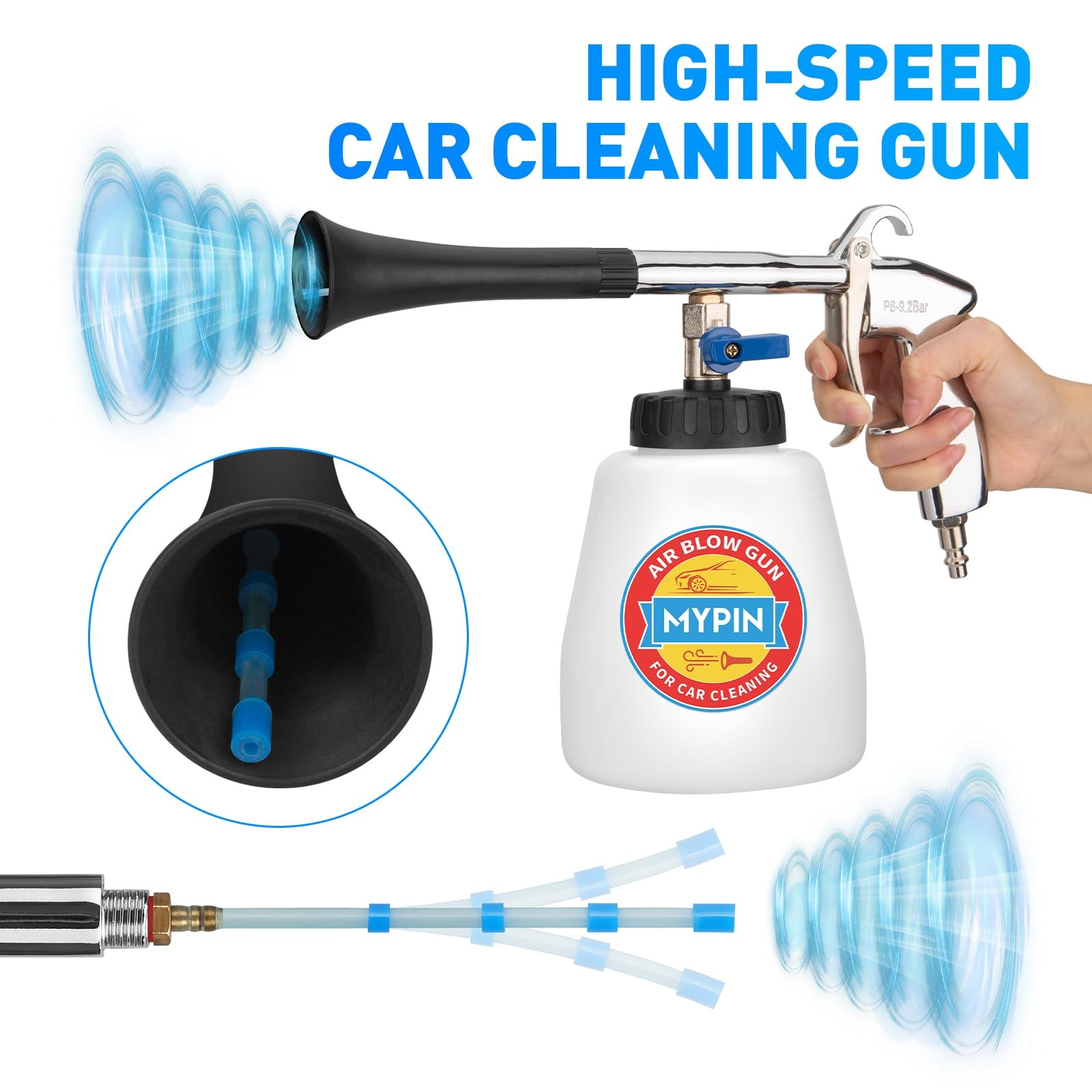 Aluminium Car Cleaning Gun Set with Tapered Nozzle, 6-9.2Bar High Pressure Ai…