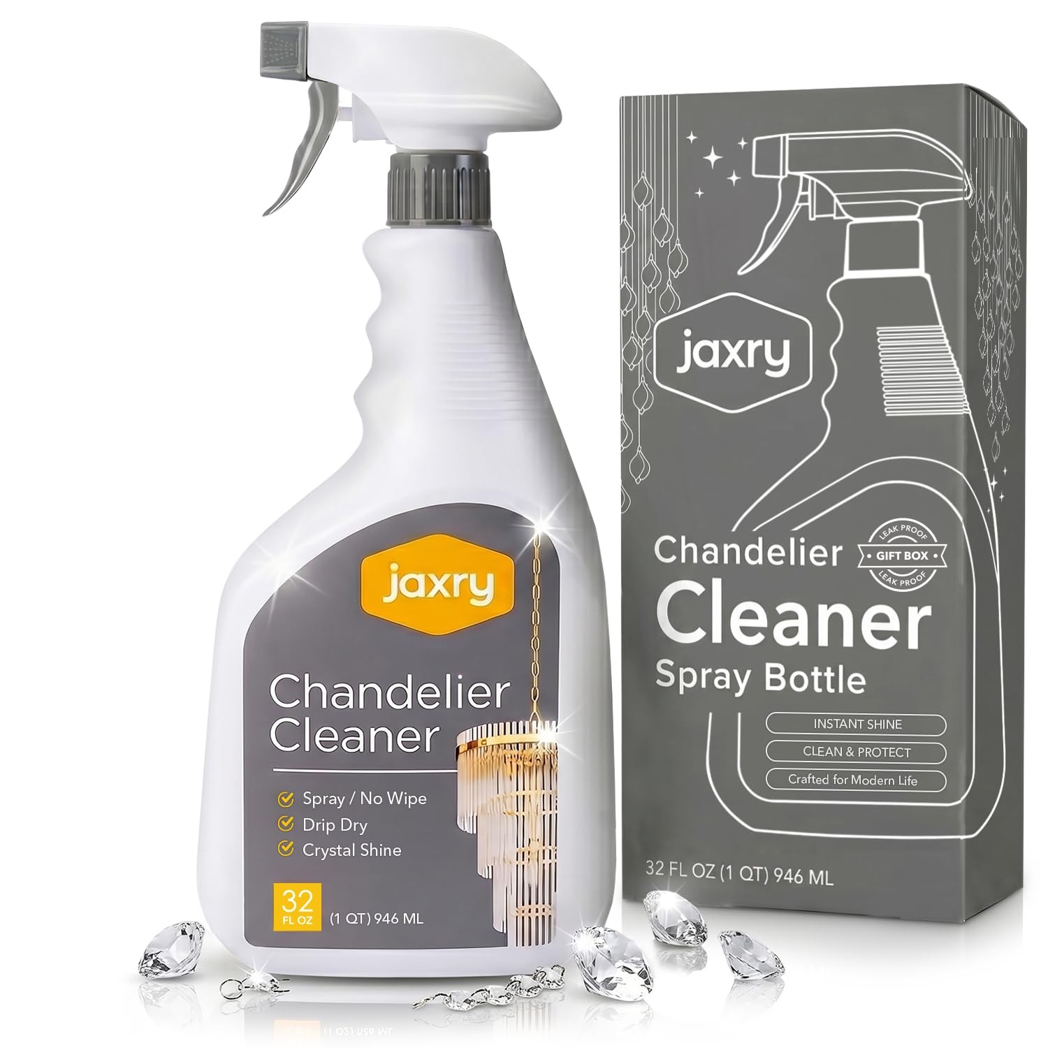 Jaxry Professional Crystal Chandelier Cleaner Drip Dry 32 Fl Oz (Pack of 1)