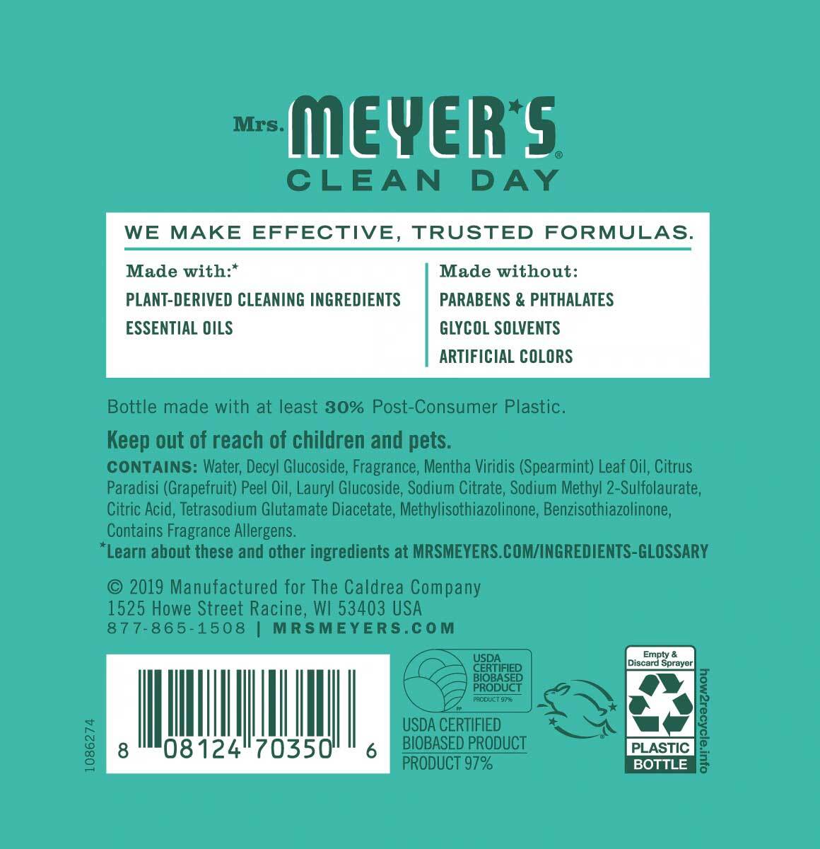 Mrs Meyers Multi-Surface Every Day Spray Cleaner Mint Scent – 16 Oz – Pack of 3
