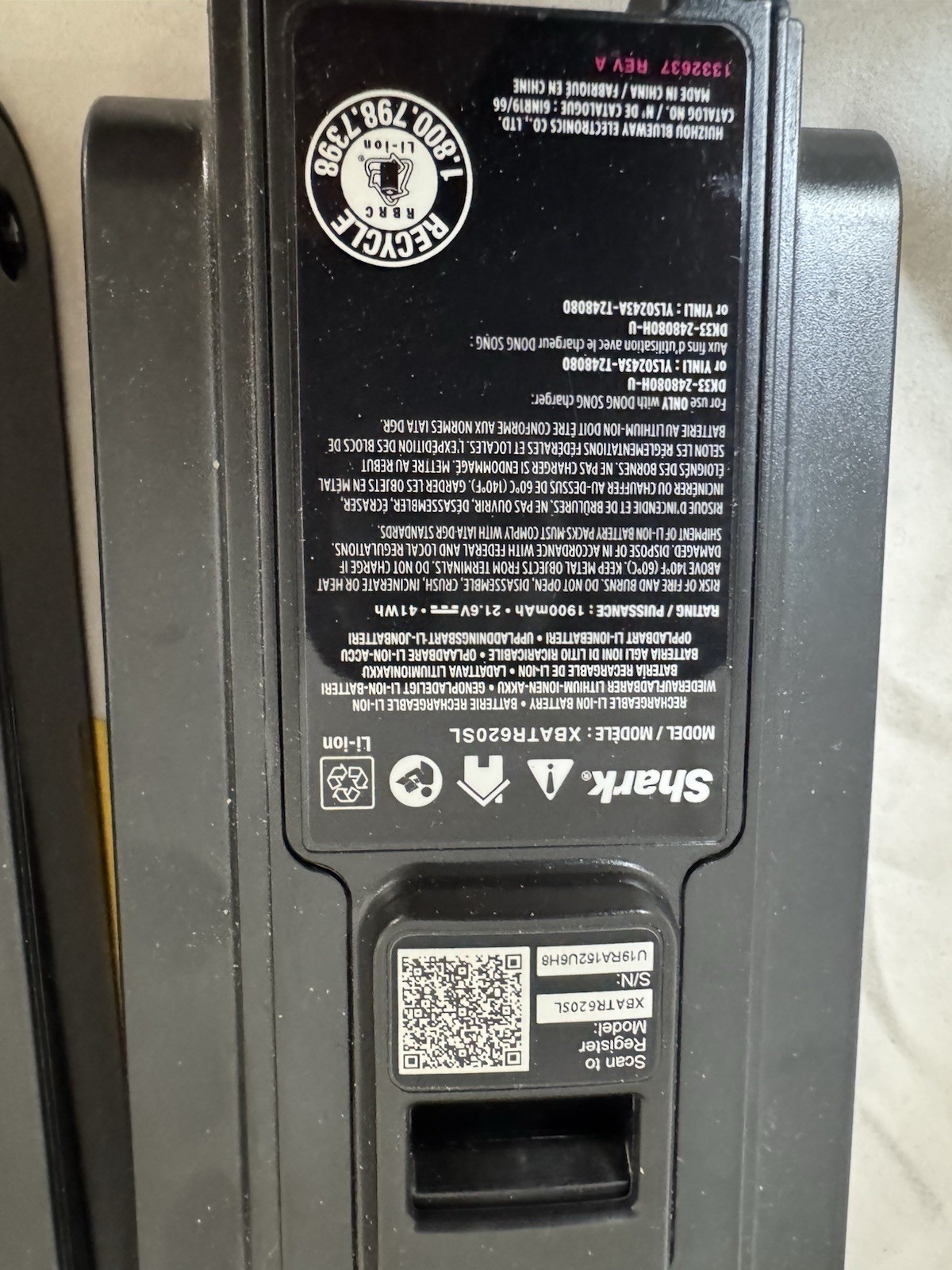 Shark Vacuum Batteries (2) For Battery Model XBATR62DSL