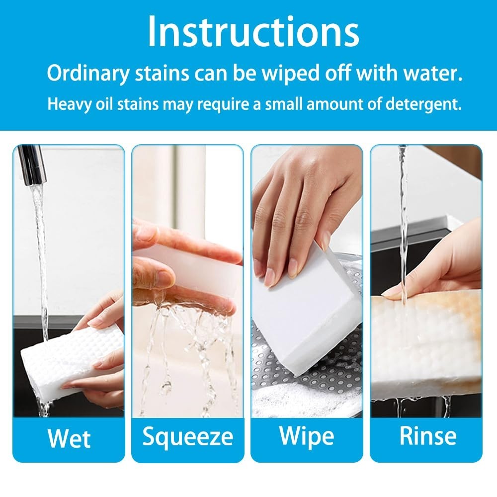 50 Pack Magic Sponge Erasers – 2X Density Melamine Foam Pads for Kitchen, Bathro