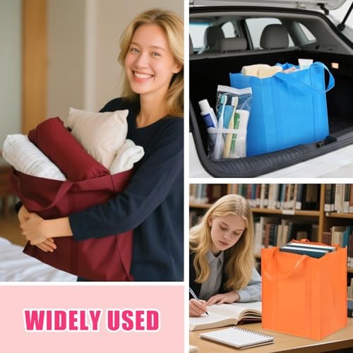 12 Pack Large Reusable Grocery Bags Heavy Duty Nonwoven Fabric 40 lbs