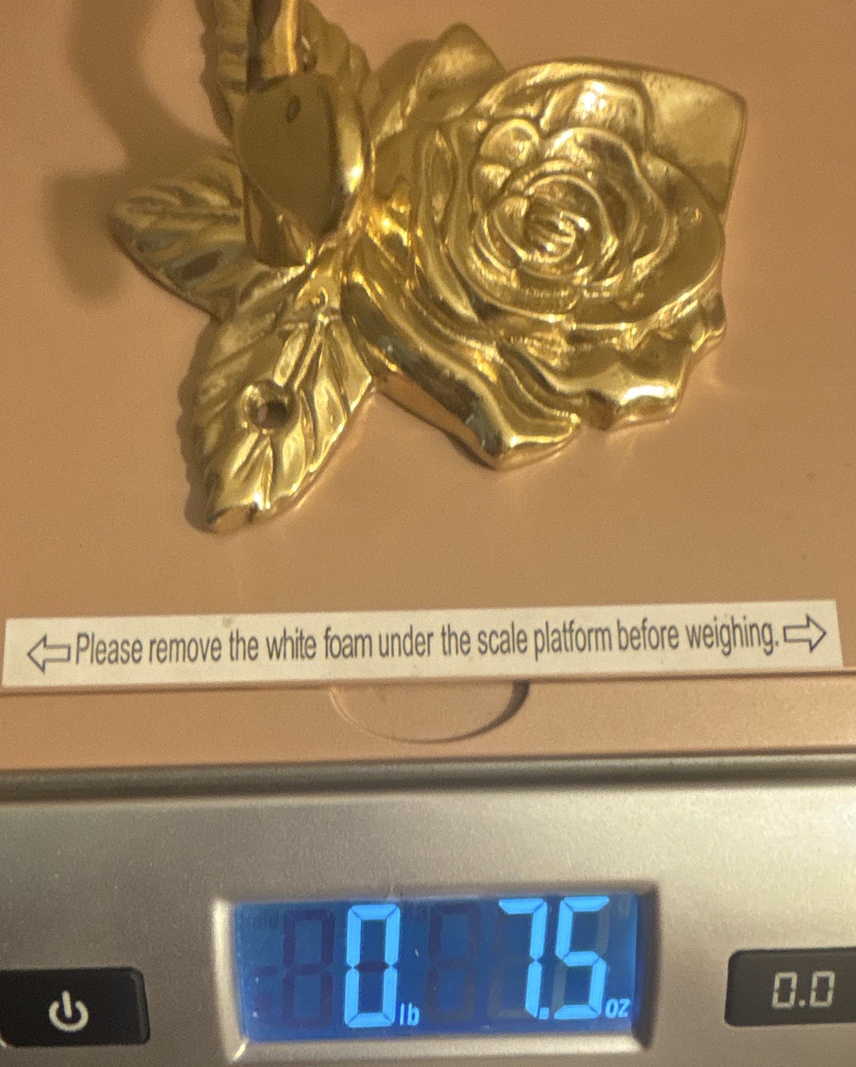 Gold Polished brass Rose Flower Wall Hook, Wall Mounted Single Hook 4 in