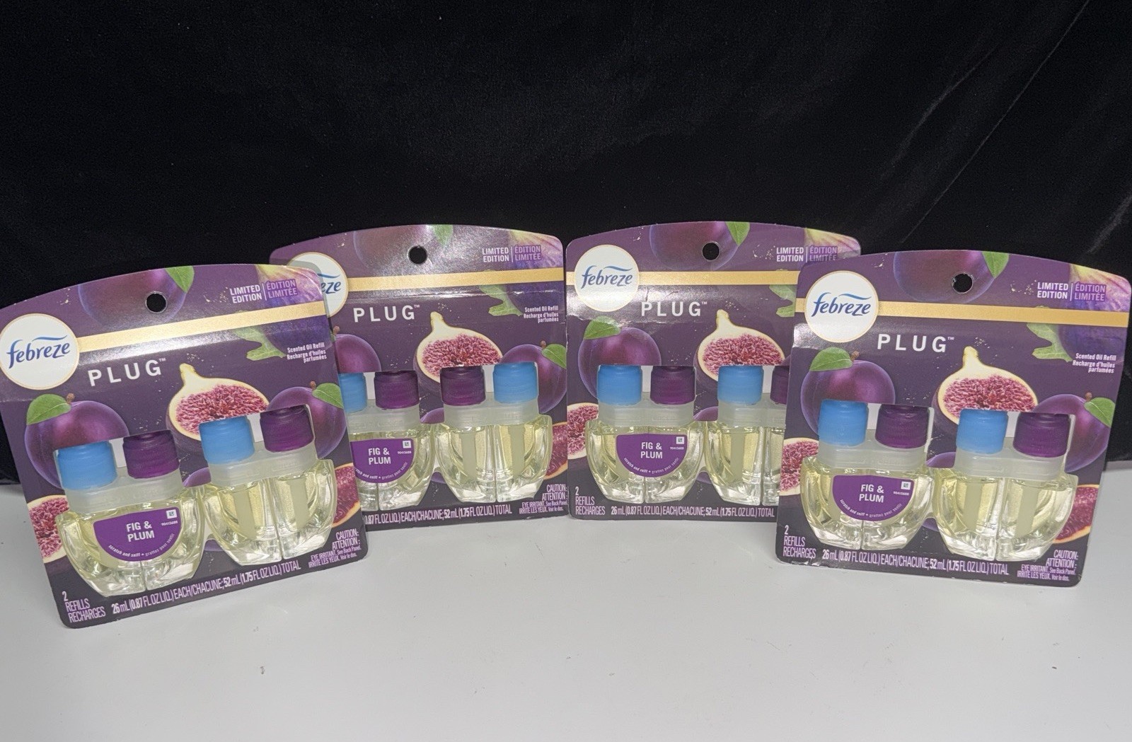 8 Refills- FEBREZE PLUG OIL REFILLS FIG & PLUM scent ~ 4 packs OF 2