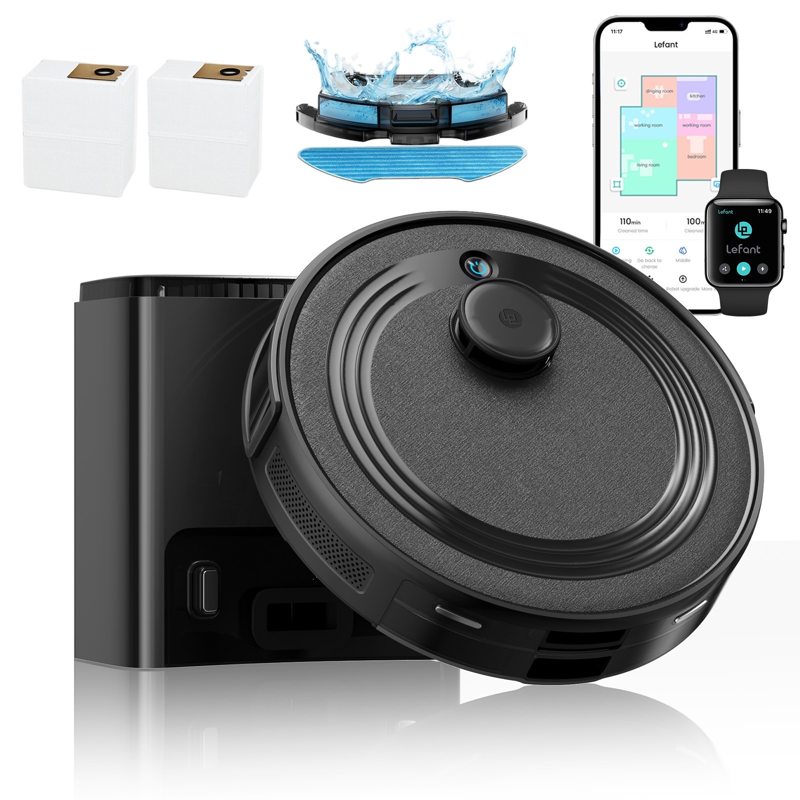 Lefant M2 Plus 7000Pa Robot Vacuum Cleaner Self-Emptying 2.4G/5G Smart Sweeper