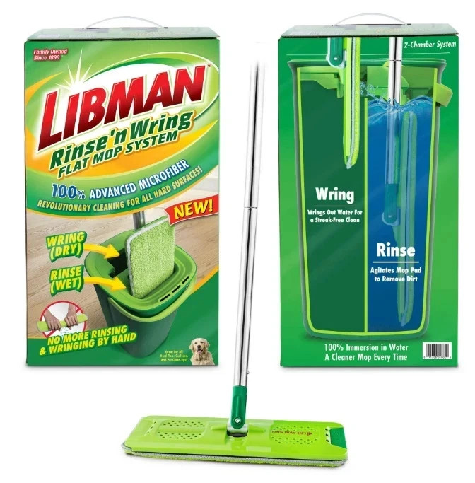 Libman Rinse N Wring Flat Mop System with Microfiber Pad- New
