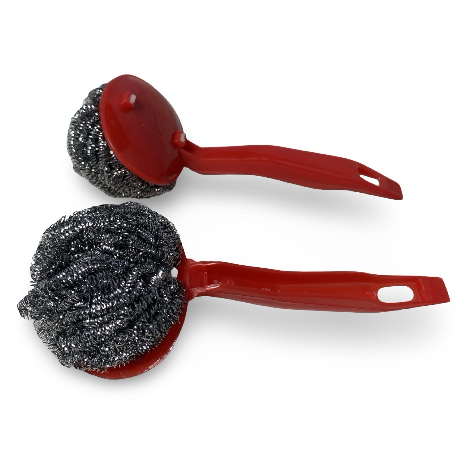 NEW 6 Pack Stainless Steel Kitchen Scrubbers w/ Red Handle Pot Pan Dish Cleaner
