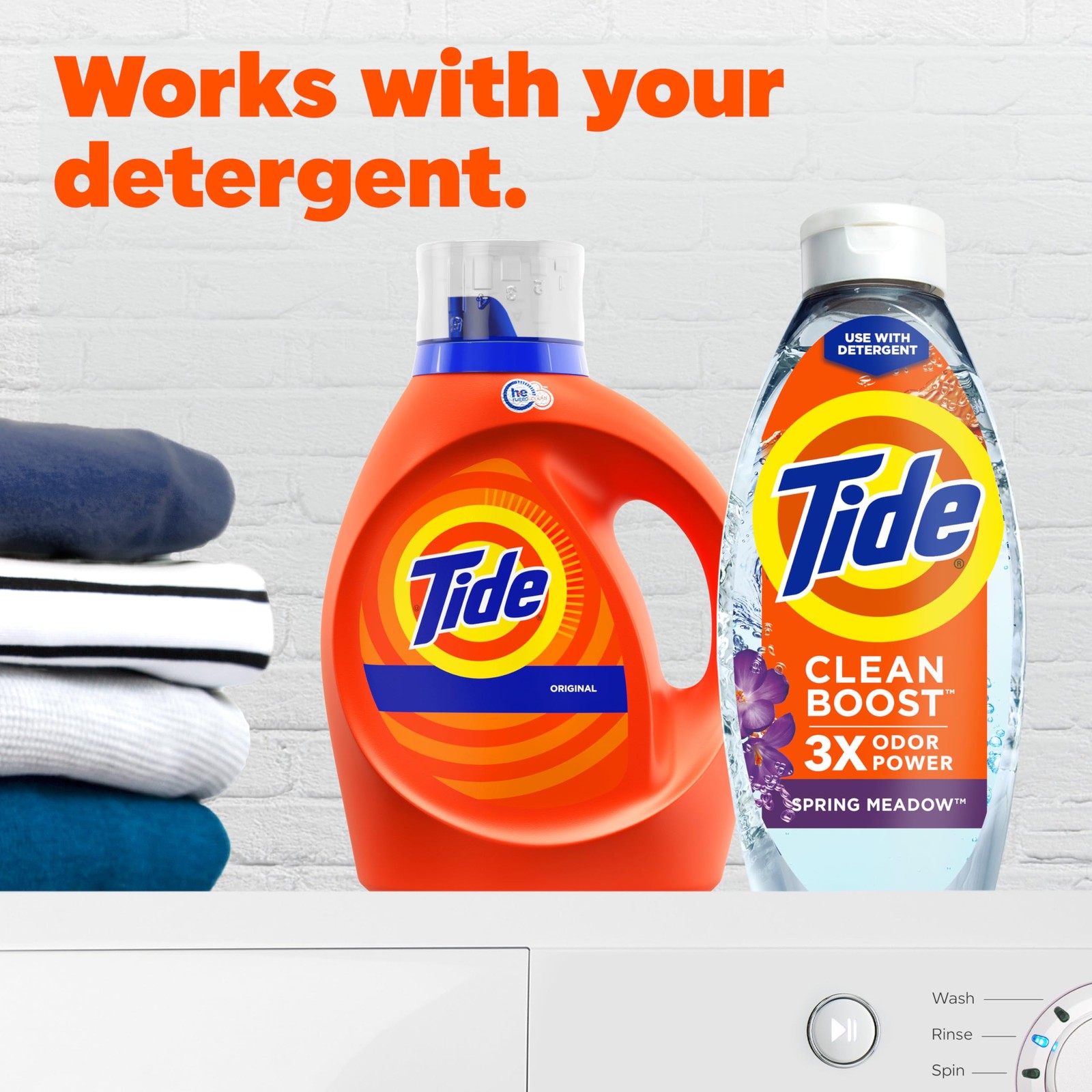 Tide Deep Cleansing Fabric Rinse with 3X Odor Power, 48 Fl Oz (Pack of 1)