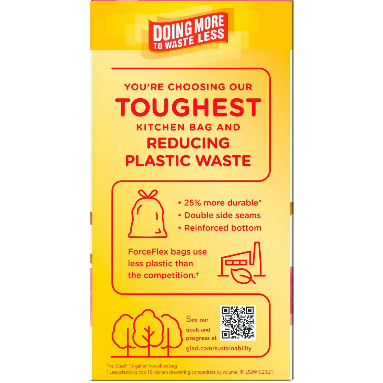 Glad ForceFlex Tall Kitchen Trash Bags 13 Gal – 90ct – Cherry Blossom Febreze