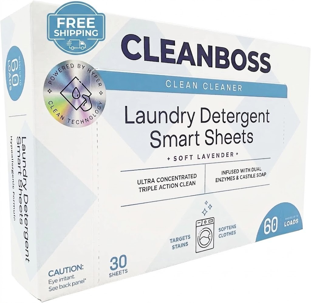 NIB 2~PACK CleanBoss Laundry Detergent Smart Sheets – 60 Sheets (120 loads) NEW!