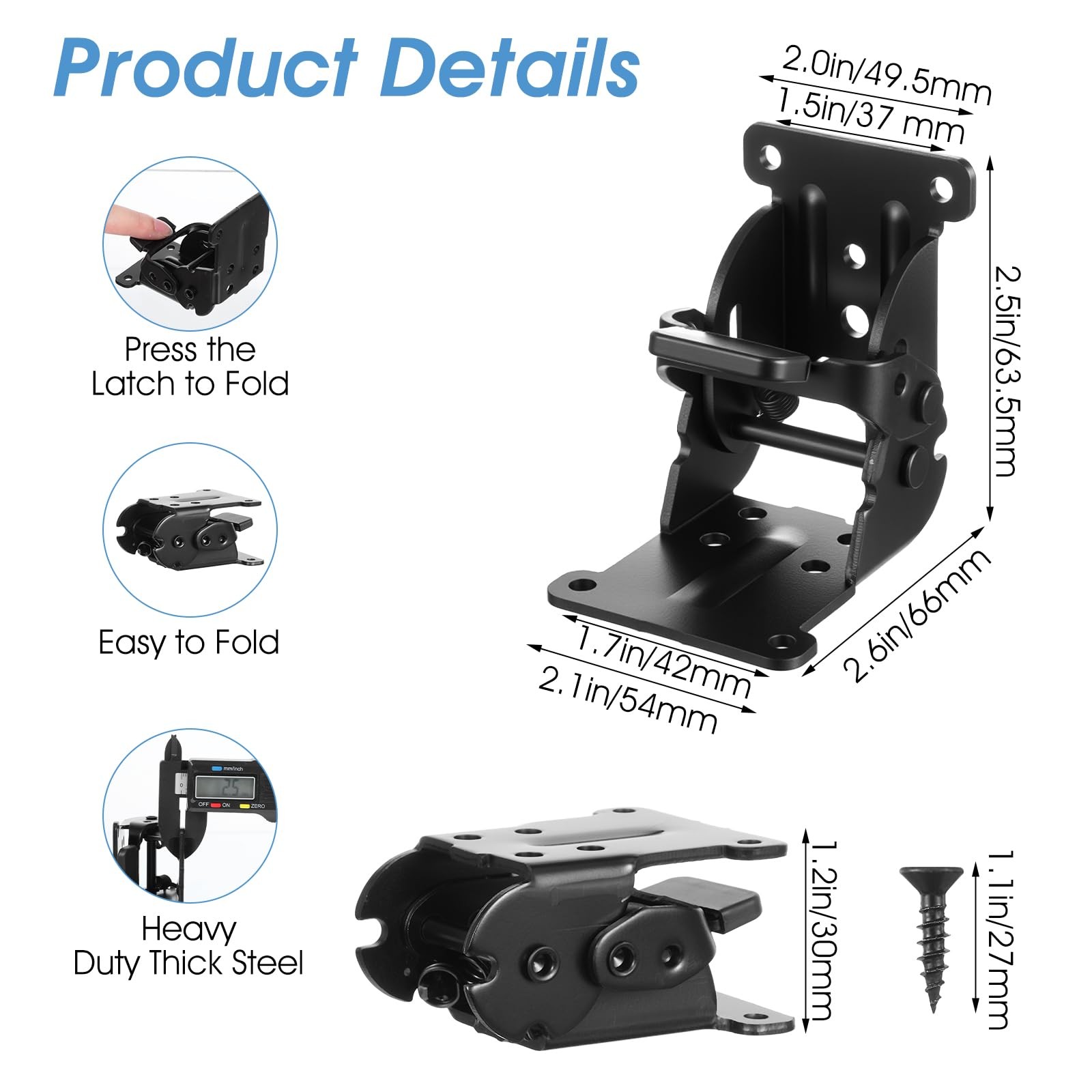 8 Packs Folding Brackets, -Locking Hinges with Screws & Non-Slip Pads, 500LB …