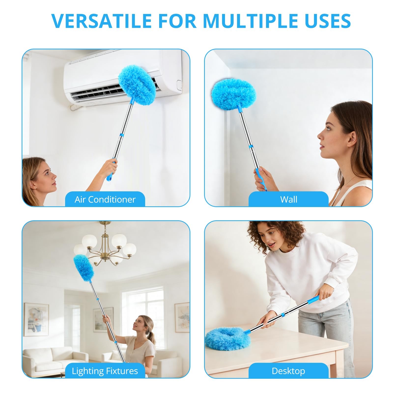 SetSail Ceiling Fan Cleaner Duster, with Extension Pole 13 to 47 inches, Blue