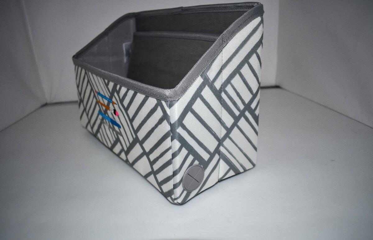 Thirty One Office Desk Organizer in Grey Patchwork With EMBROIDERY NWT