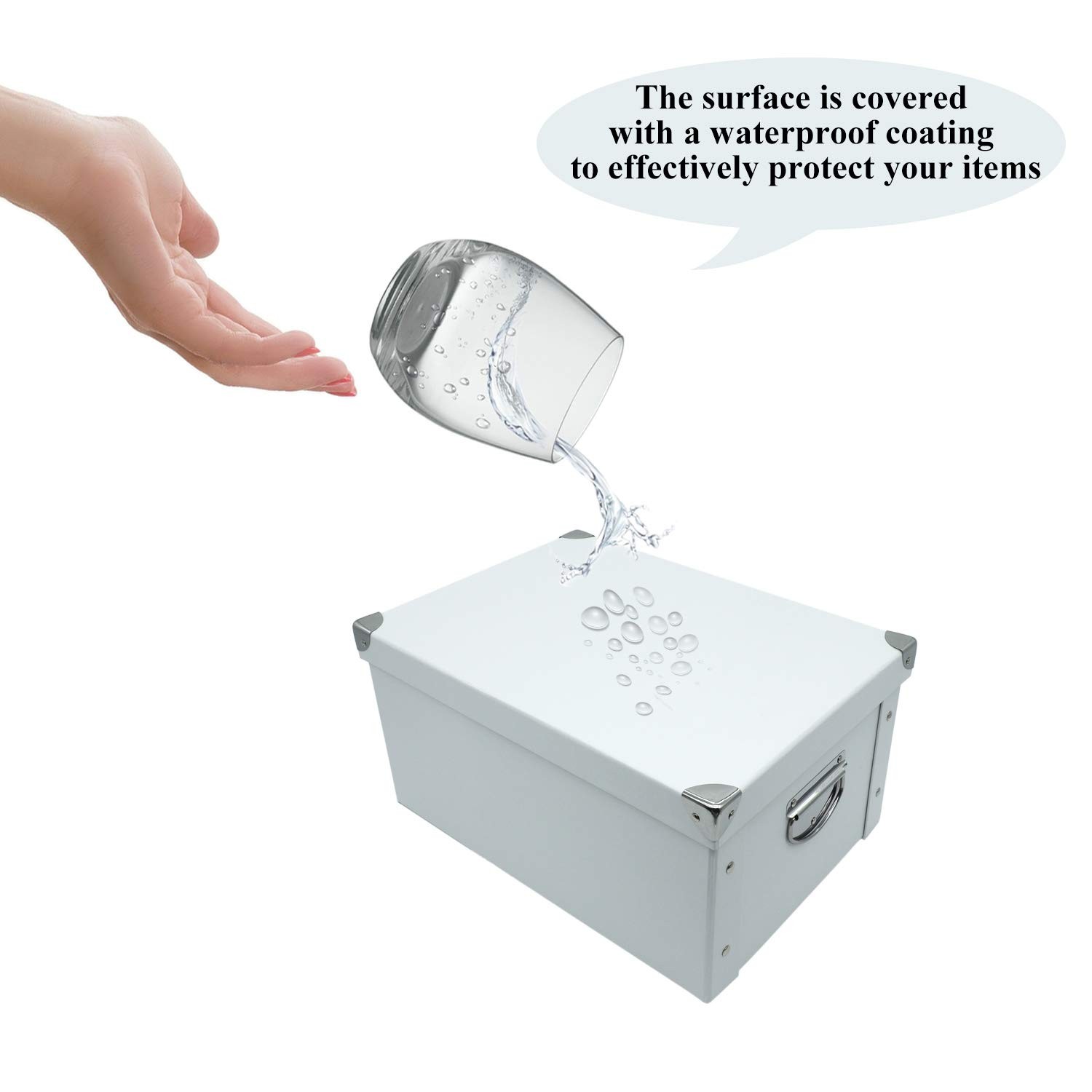 GUOZI Collapsible Storage Box, Decorative Memory Box with 35*25*17.5cm, White