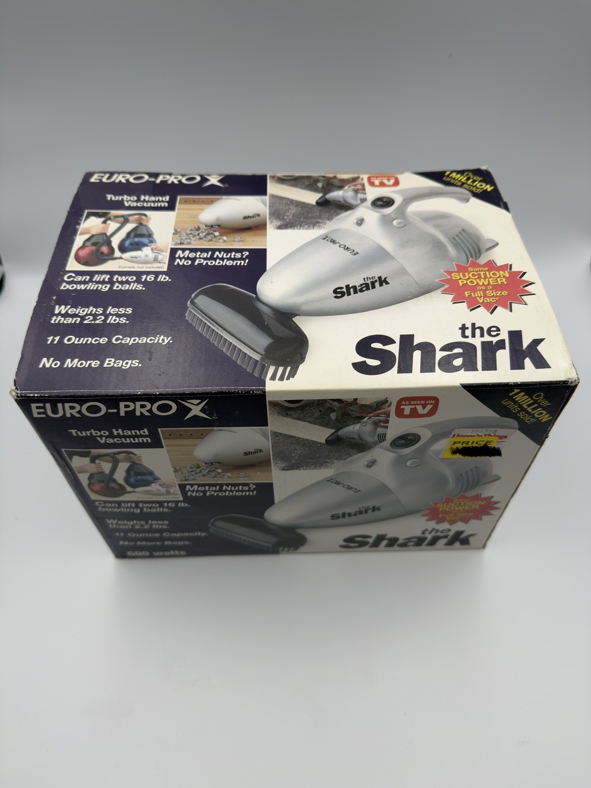 Vintage Shark EP033 Euro-Pro X Turbo Handheld Vacuum 600W Silver Bagless W/ Box